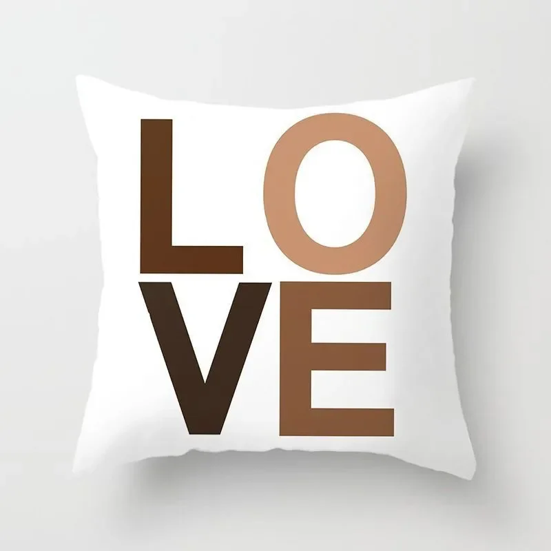 Gray White Black Letter Home Decoration Pillowcase Square Party Sofa Office Cushion Cover