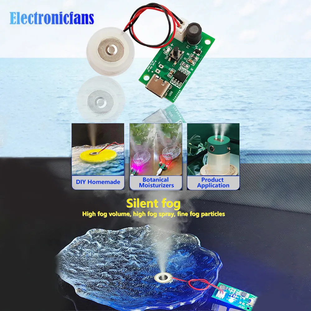 DC5V Seven Colour Lights Monochrome Lights Mini Humidifier Mist Module Driver Board Micro Usb Type-C Usb Interface