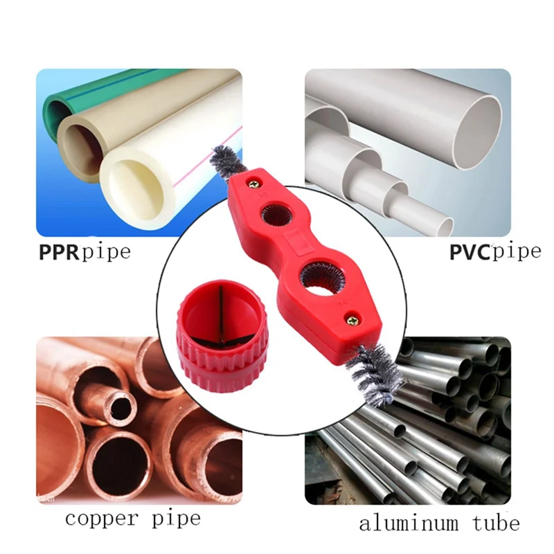 

TFORU-4-In-1 Battery Brush Pipe Cleaner Set Double-Headed Copper Tube Brush Set Pipe Cleaner Deburring Pipe Chamfering Tool Set