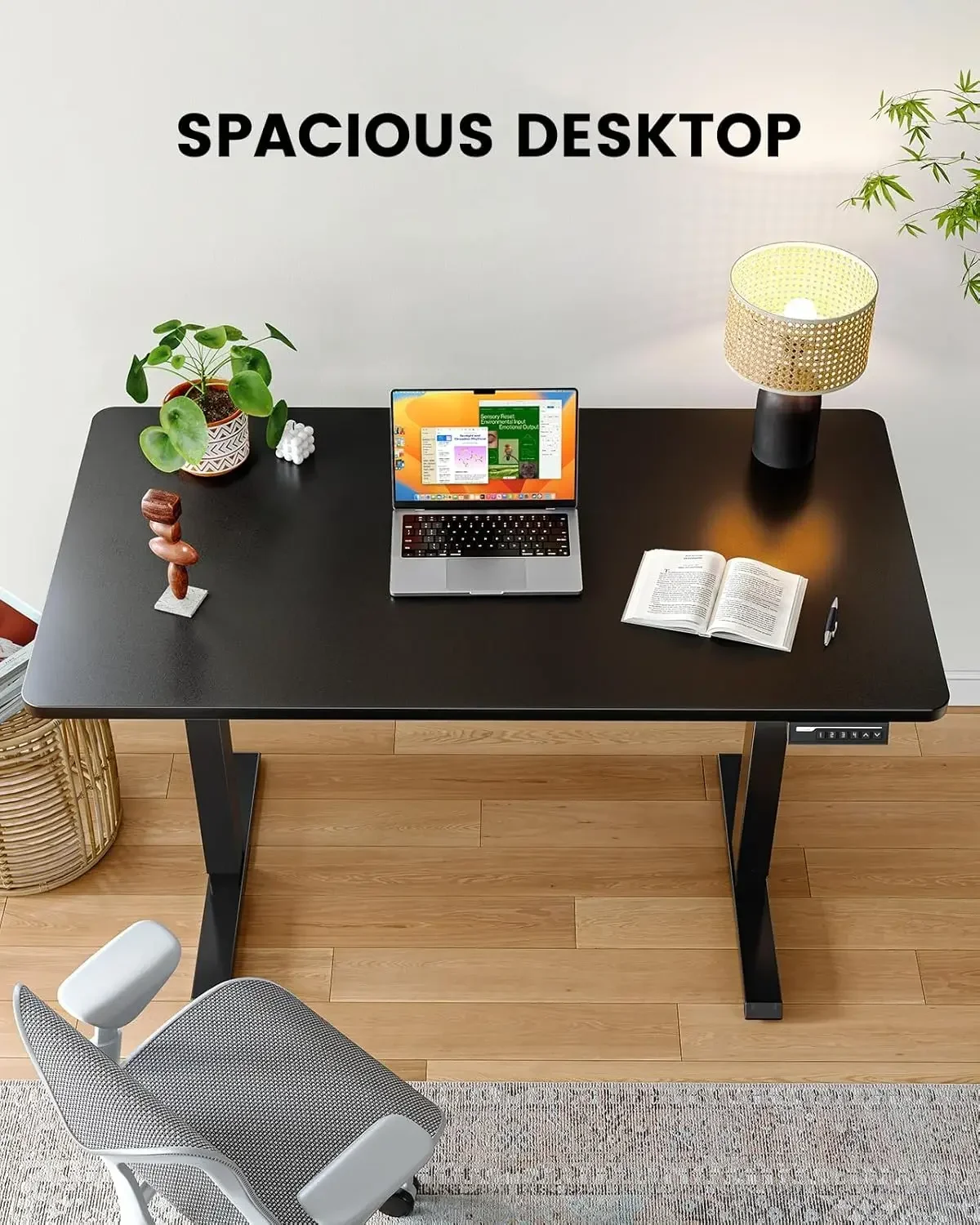 Whole Piece Standing Desk with 48x30 inch Desktop, Adjustable Stand Up Desk for Home Office, Electric Computer Desk