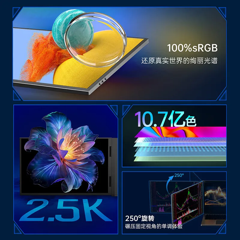16-Inch 2.5K resolution dual-screen portable monitor notebook expansion stock  peripheral secondary screen