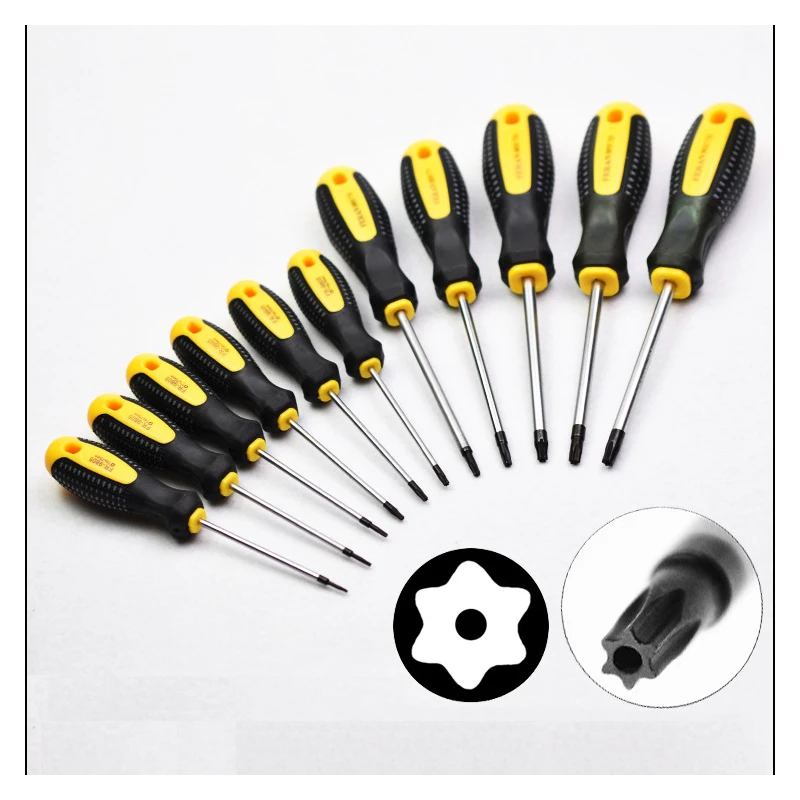 Torx 마그네틱 구멍이 있는 스크루 드라이버, 가정용 전화 수리 수공구, T5 T6 T7 T8 T9 T10 T15 T20 T25 T27 T30, 1PC