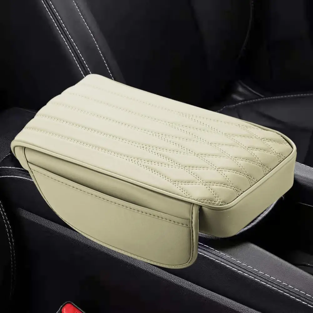 Console Armrest Pad Waterproof Memory Foam Car Console Cover with Adjustable Straps Storage Bag Auto Armrest Box for Ultimate