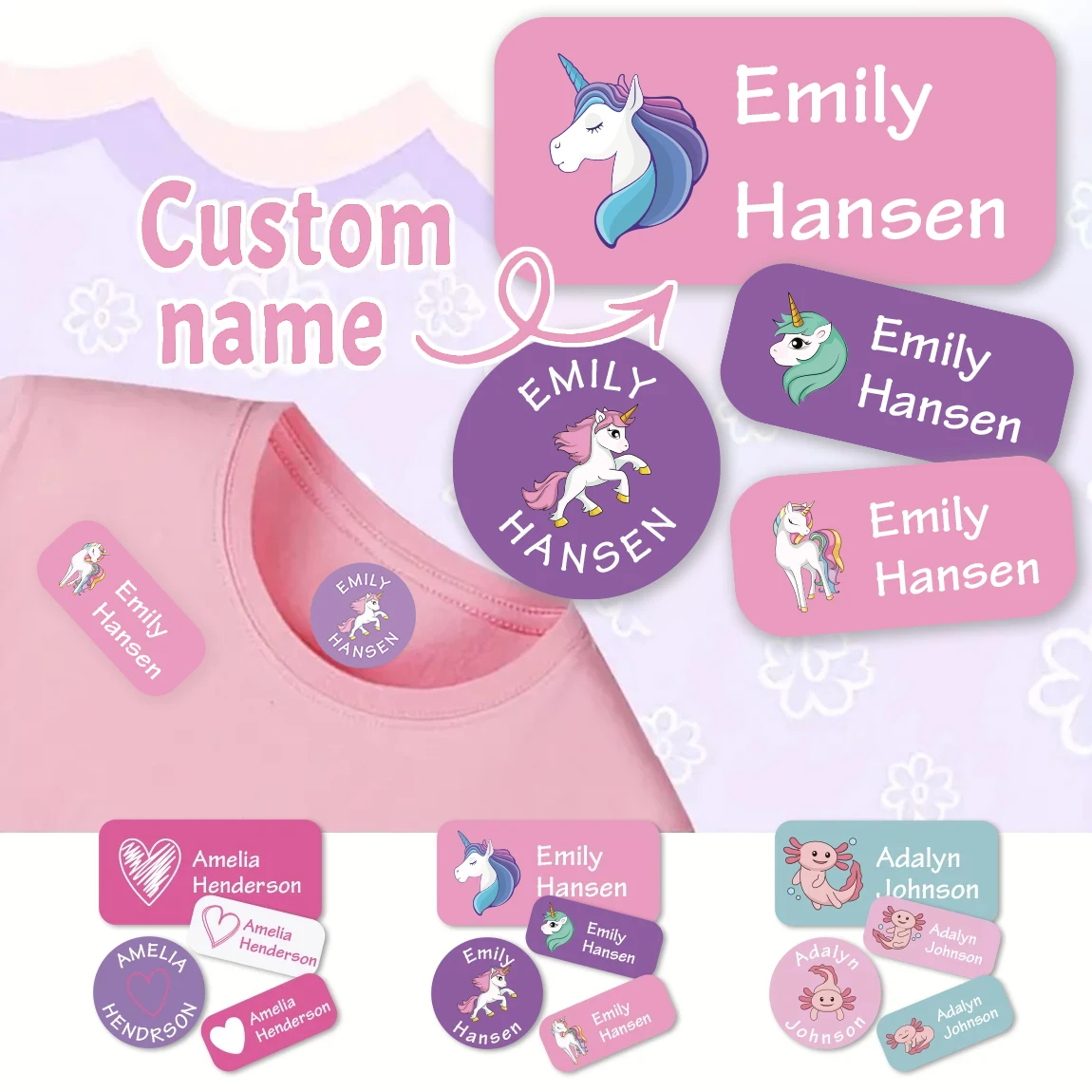 

140PCS 2Sheets Custom Name Labels Stickers Waterproof Personalized ID Tags for Clothes, School Supplies, Lunch Boxes, Bottles