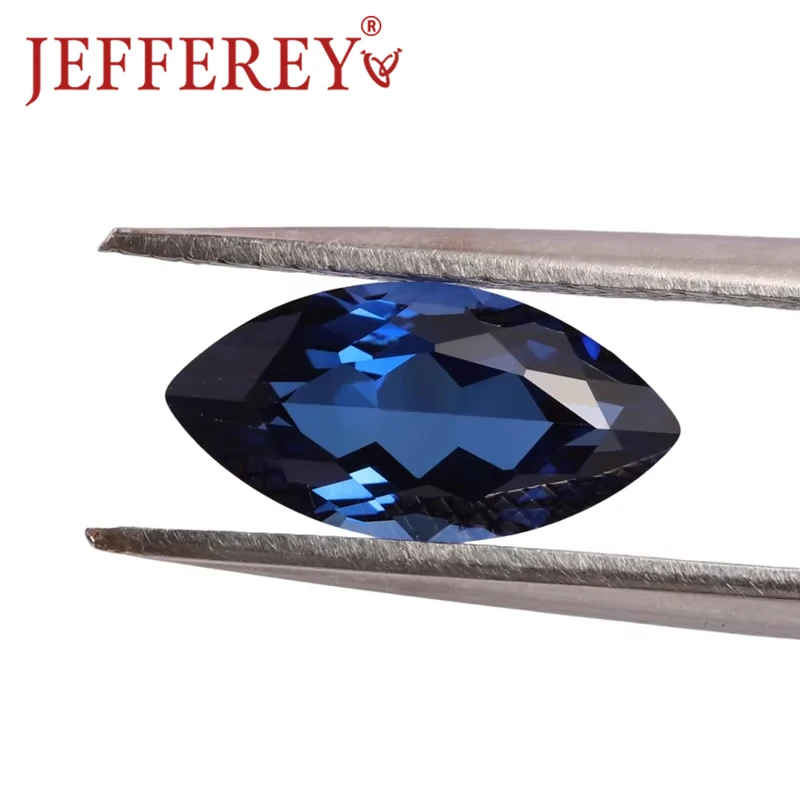 8A Sapphire Marquise Shape Lab Grown Stone Blue Colour Synthetic Stone 2X4mm-7x14mm Loose Gemstone for Jewelry Marking