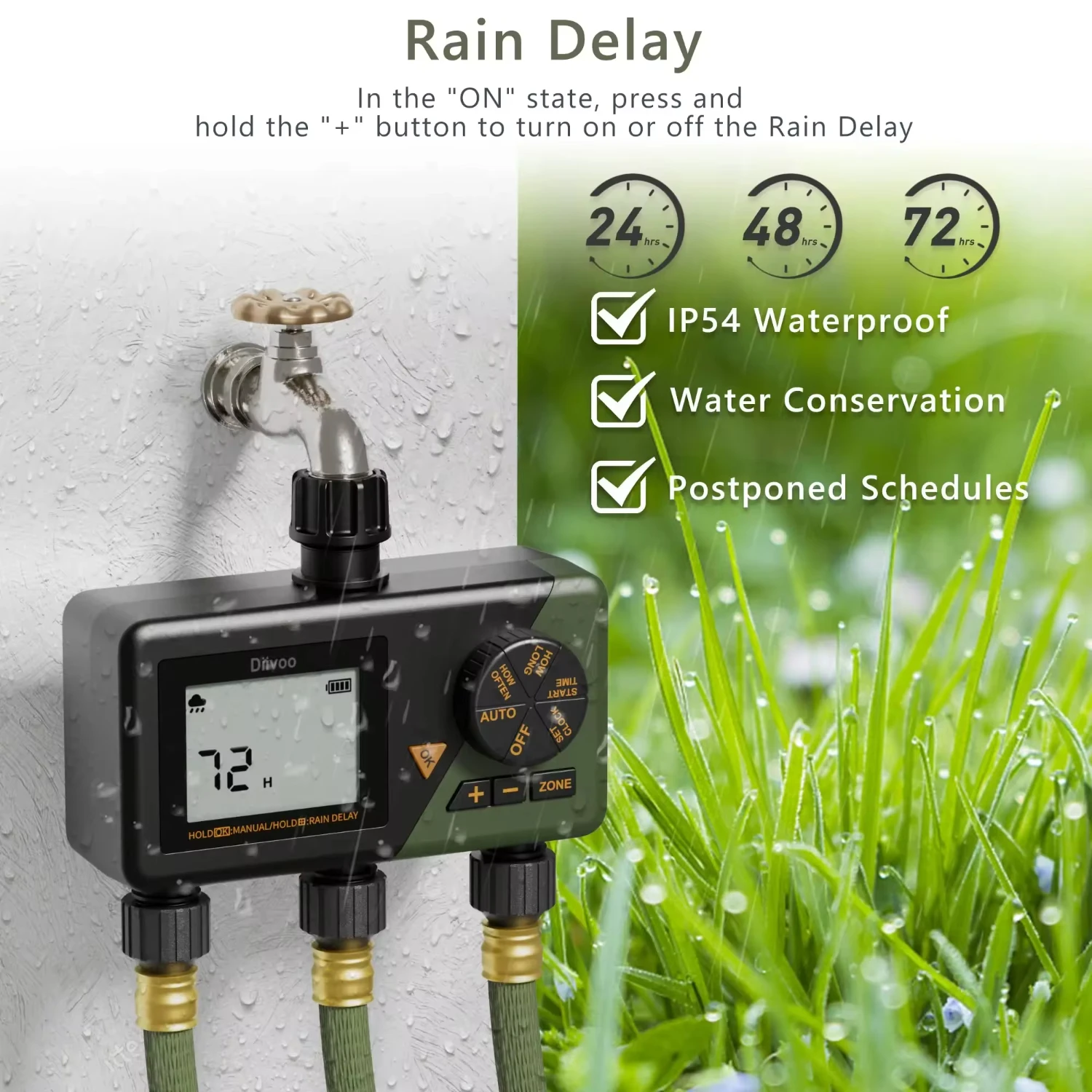 Intelligent Smart Automatic Water Timer  Garden, Digital Irrigation Machine with 1/2/3 Zones, Outdoor Use to Save Water & Tim