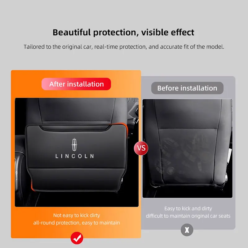 Car Seat Back Anti Kick Cover Pad Anti-dirty Protector Mat For Lincoln Navigator Nautilus Aviator MKZ MKX MKC MKT MKS Corsair view 2