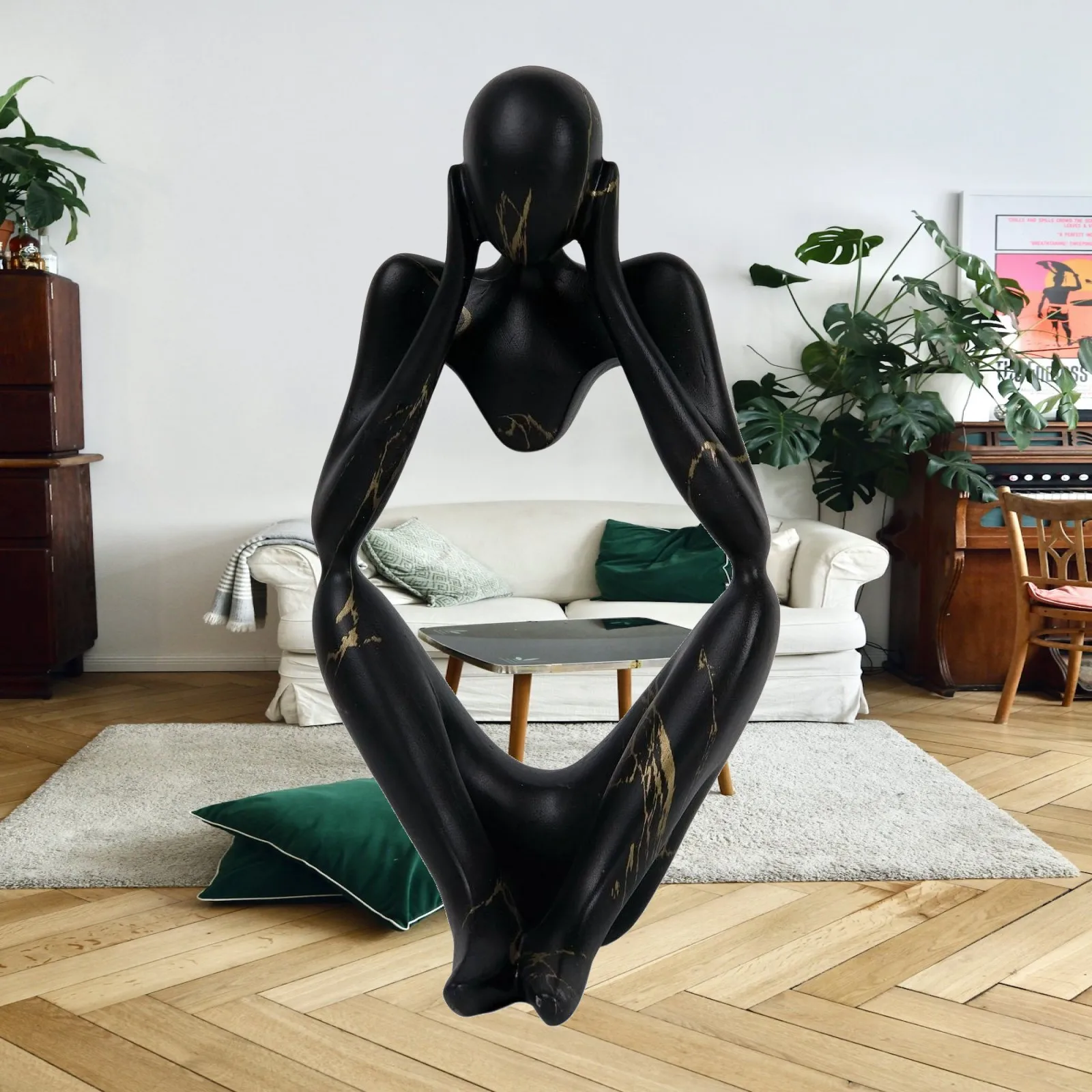 Abstract Thinker Statue Artwork Sculpture for Desk Decor Housewarming Gift