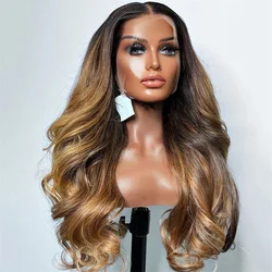 Ombre Blond 26Inch Black Long 5x5 Silk Base Body Wave Jewish Human BabyHair HD Lace European Hair Preplucked Glueless Daily Wig