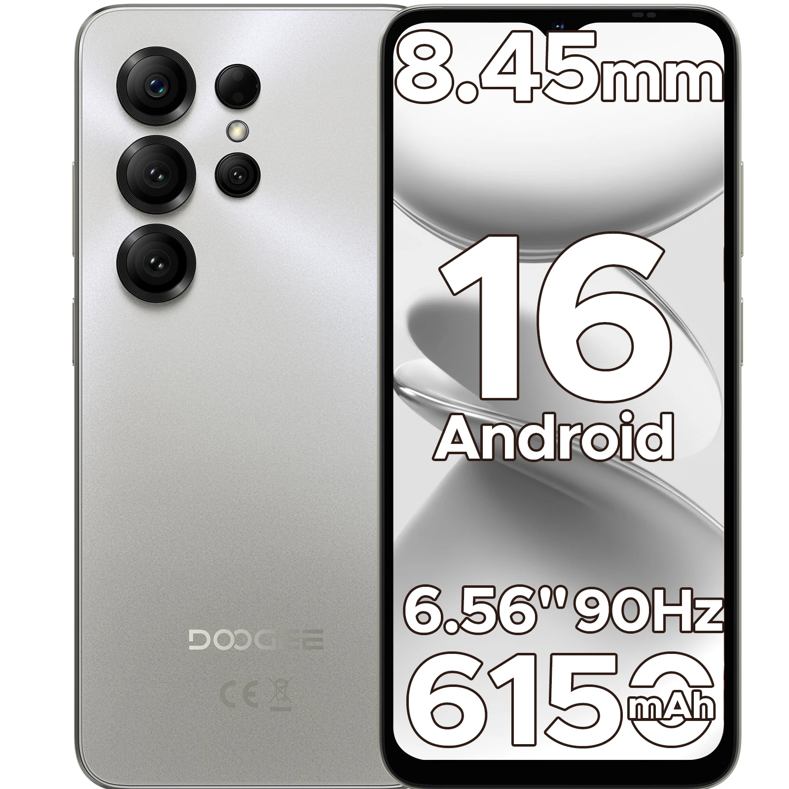 DOOGEE Note56 X - Globale Versie, Android 16 Smartphone, 6.56" scherm, 6150mAh batterij, 24GB RAM (3+21), 64GB opslag, ondersteuning gezichtsherkenning