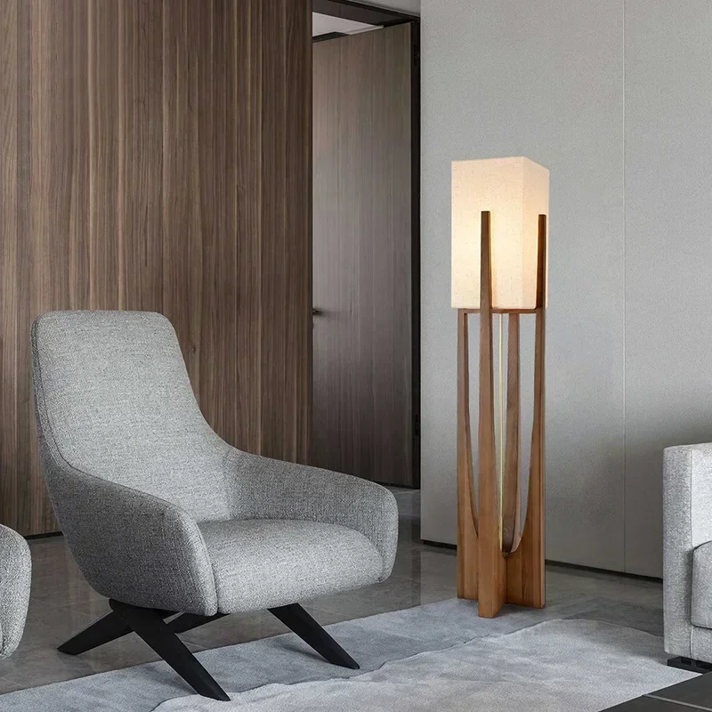 Wooden Floor Lamp Nordic Designers Floor Lamps for  Living Room Bedroom Sofa Bedside Solid Wood Led Table light