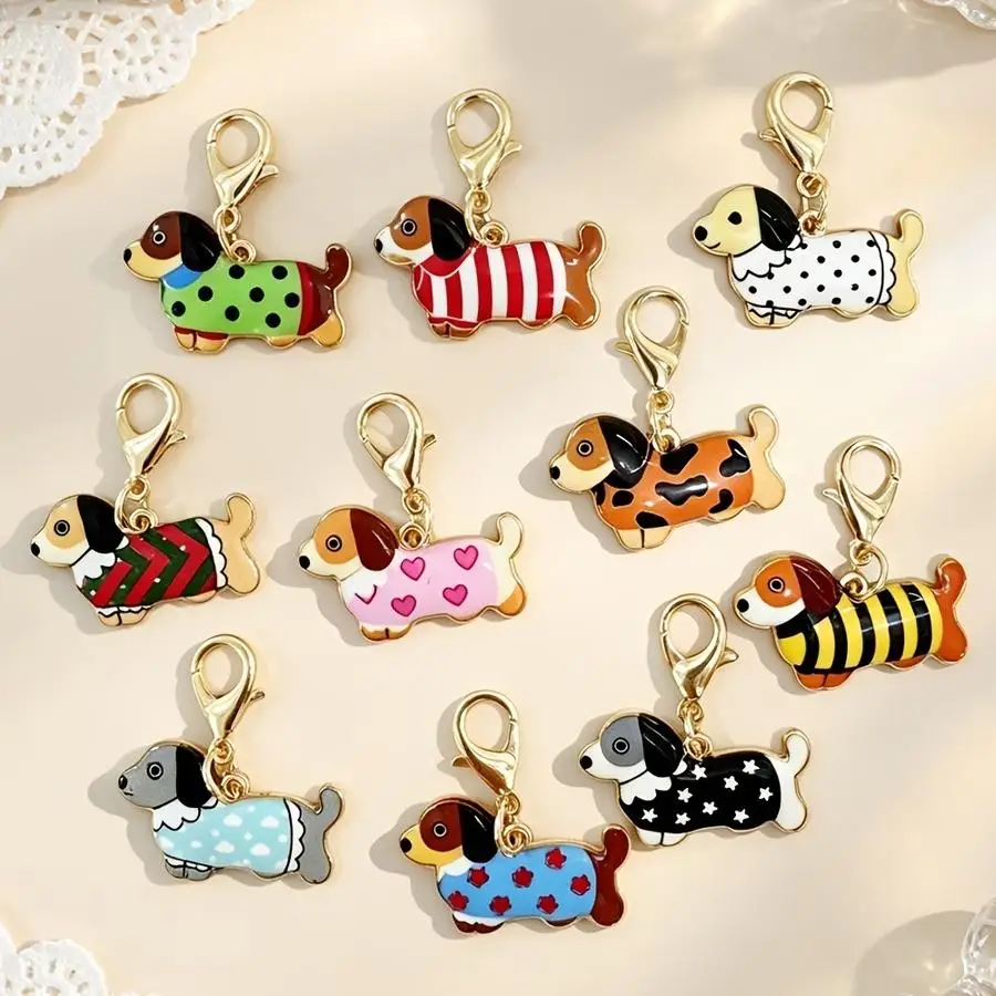 1/5/10/20/50/100pcs Random-Color Dog Keychain Charms - Cute Metal Alloy Keychains with Lobster Clasps, Ideal Birthday Gift for W