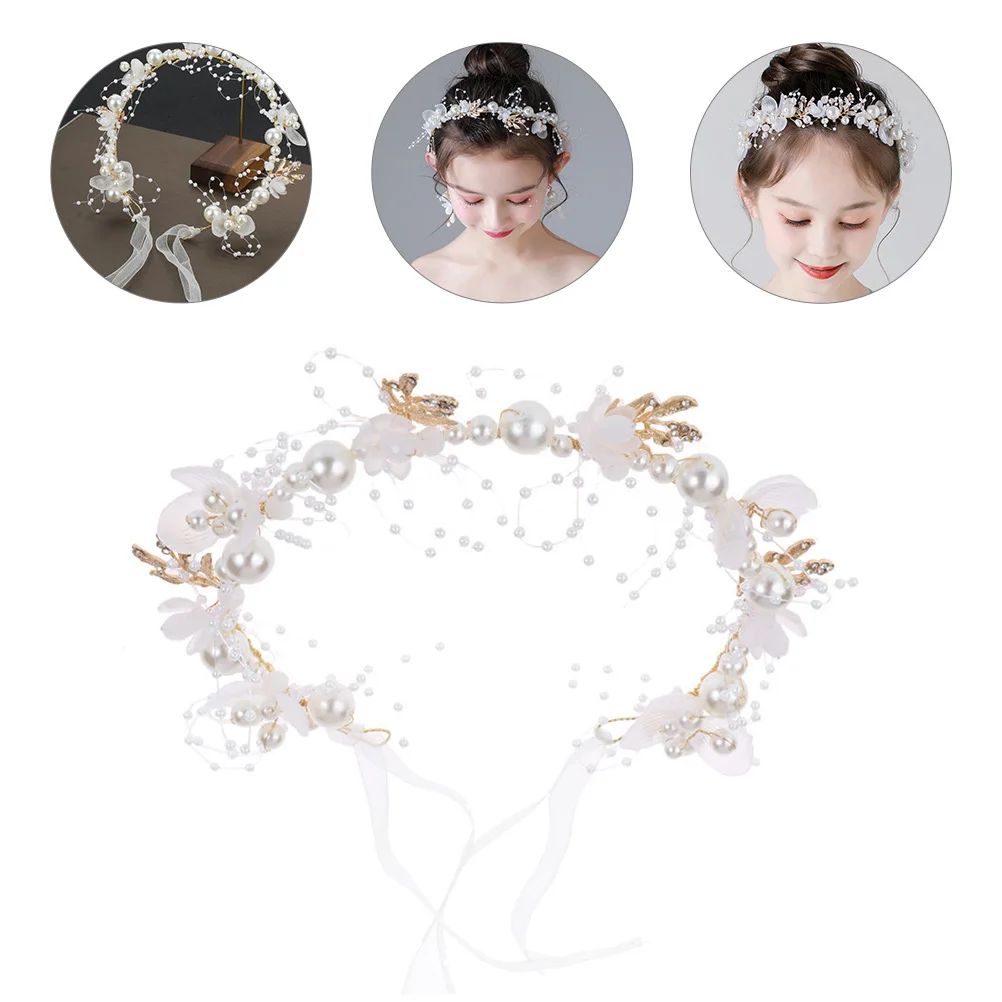 

1pc Flower Crown Headband For Pearl Floral Hair Accessory Wedding Birthday Photo Shoot Headdress Hair