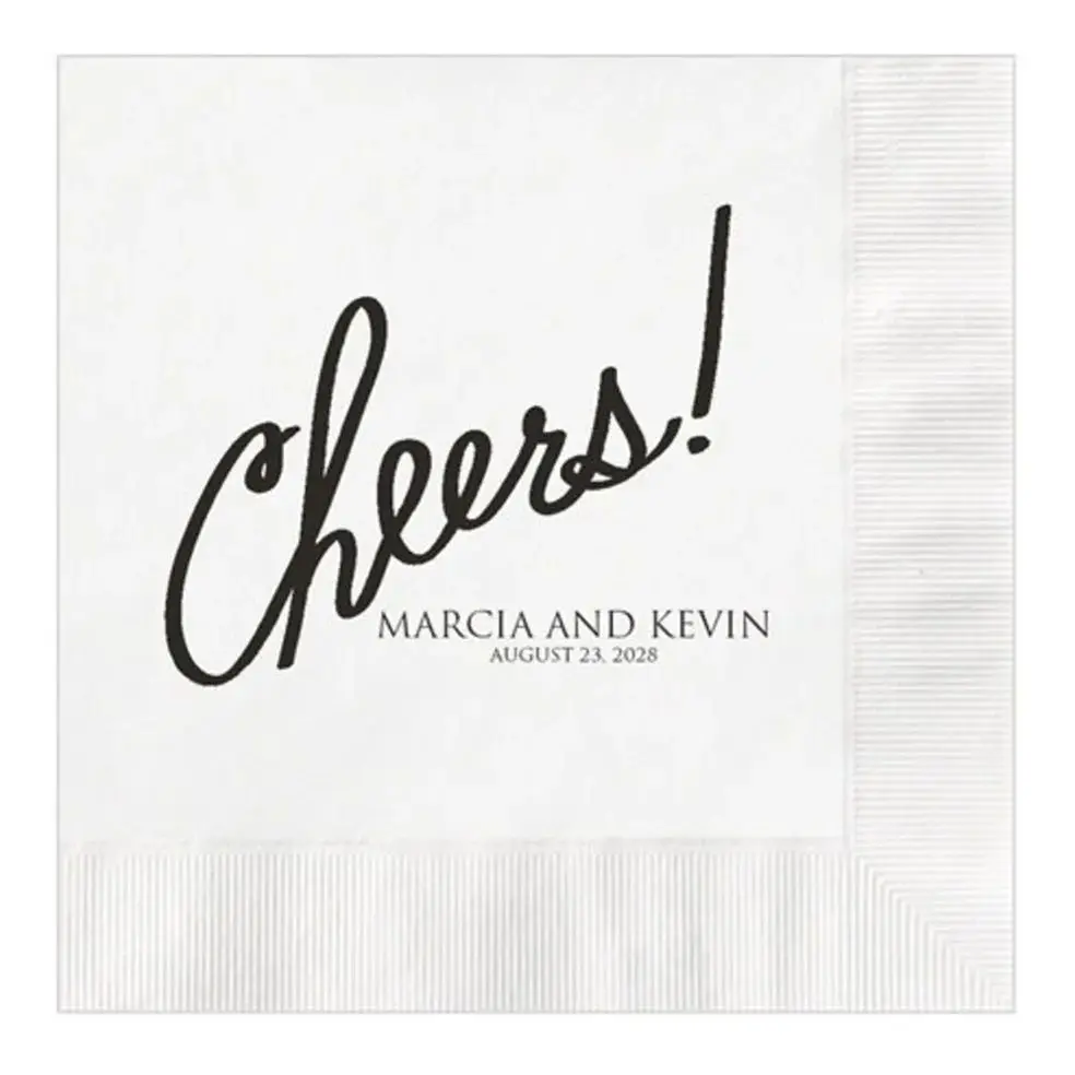 Cheers Wedding Napkins Personalized Set of 100 Napkins Modern Reception Party Decorations Decor Cocktail