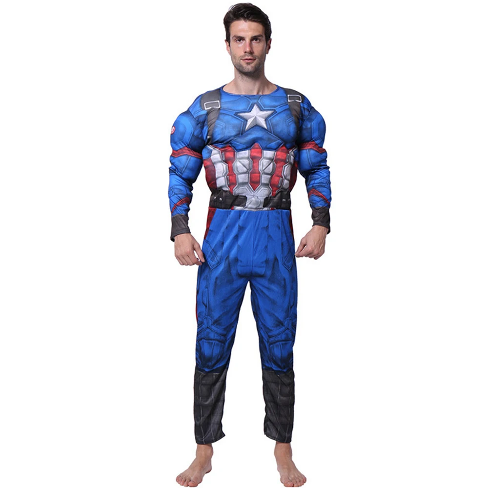 Captain America Jungen Eltern Cosplay Kostüm Overalls Muskeln Starke Zerrissene Körperform Film Charakter Rollenspiel Kleidung