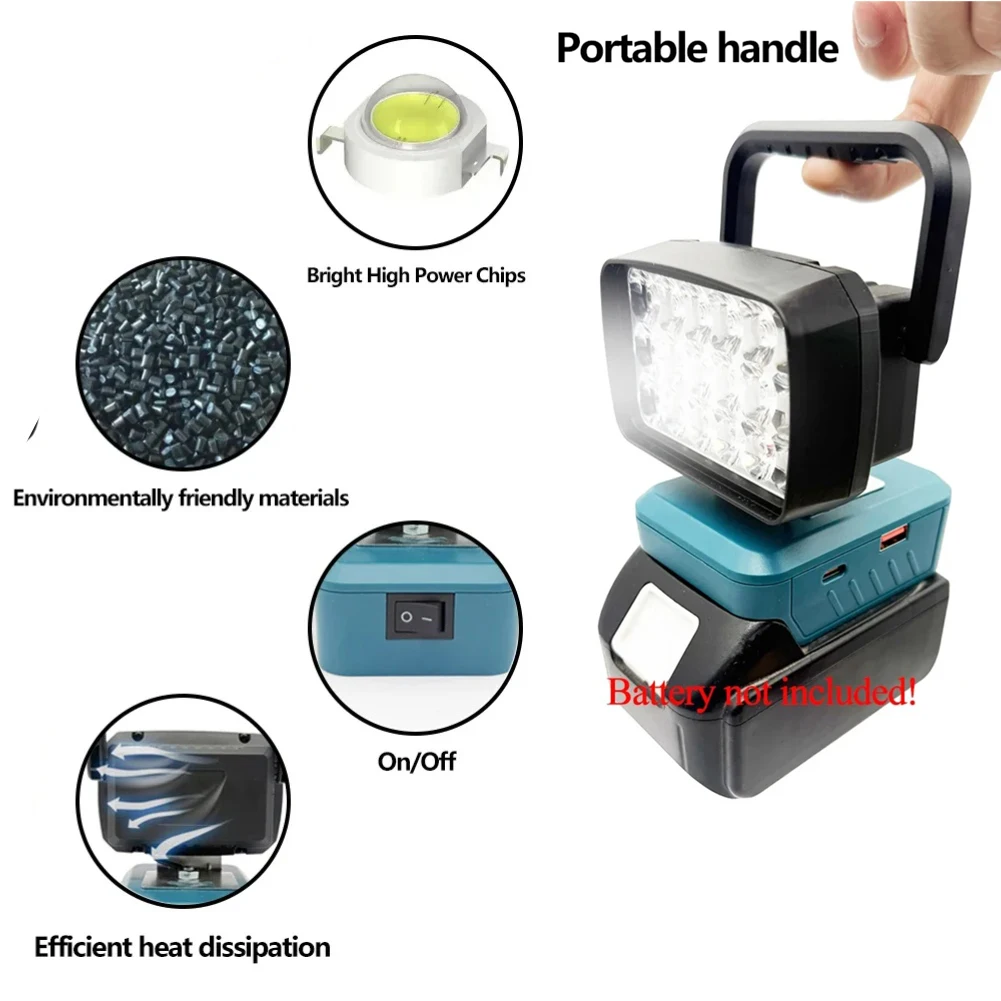 

Ergonomic Portable 18 LED Work Light with Type C Charging 1500 Lumens Low Voltage Protection for 18V 20V Tools
