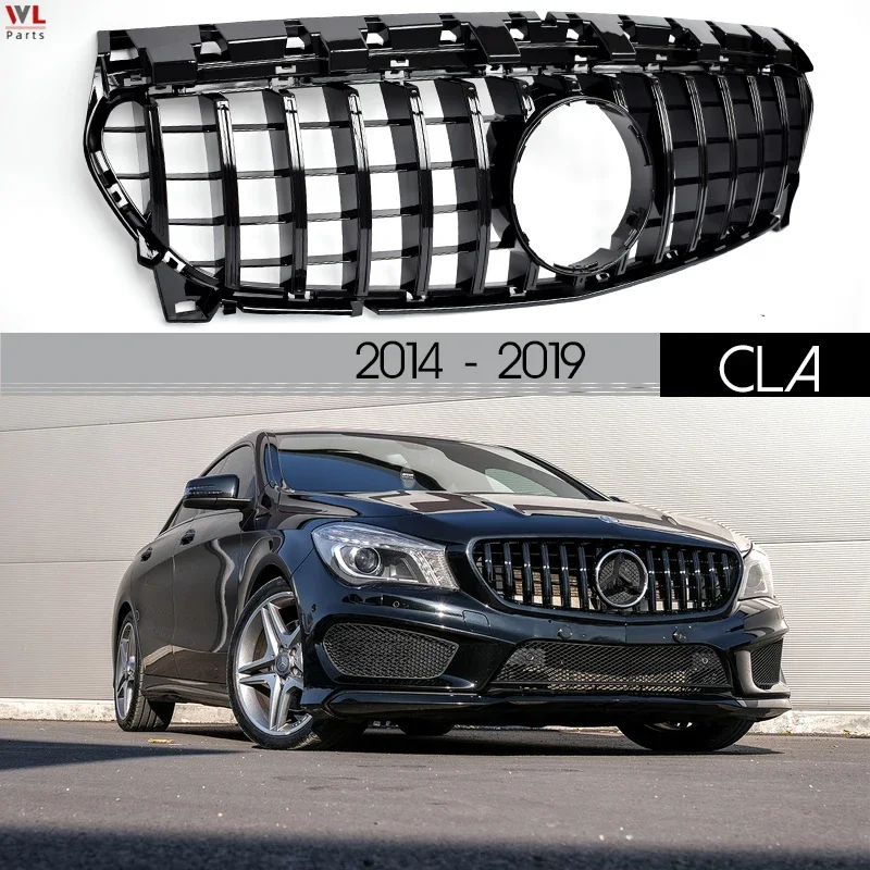 

W117 Grill, Black & Silver Front Radiator Grille for Mercedes CLA Class C117 4-Door Coupe X117 5-Door Shooting Brake 2013 - 2019