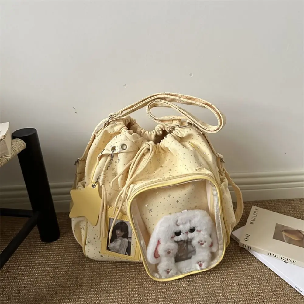 Shining Star Star Itabag Nylon Y2K PVC Transparent Shoulder Bag Idol Merchandise Storage Solid Color Drawstring Backpack Gift