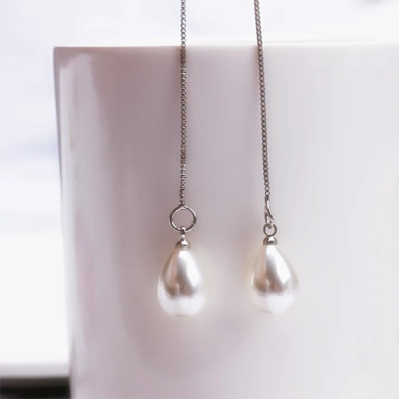 New Fashion Pearl Hanging Earrings for Women Sweet Heart Bowknot Korean Fashion Girls Dangle Earrings Long Thread Tassel Earring