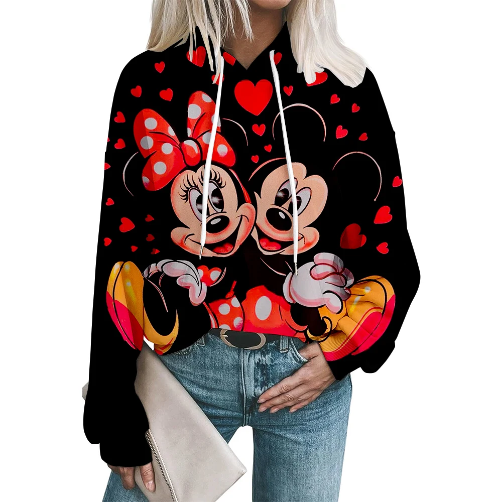 Disney Minnie grafische print hoodie schattig casual sweatshirt met capuchon voor dames, perfect voor herfst-wintersweater met capuchon