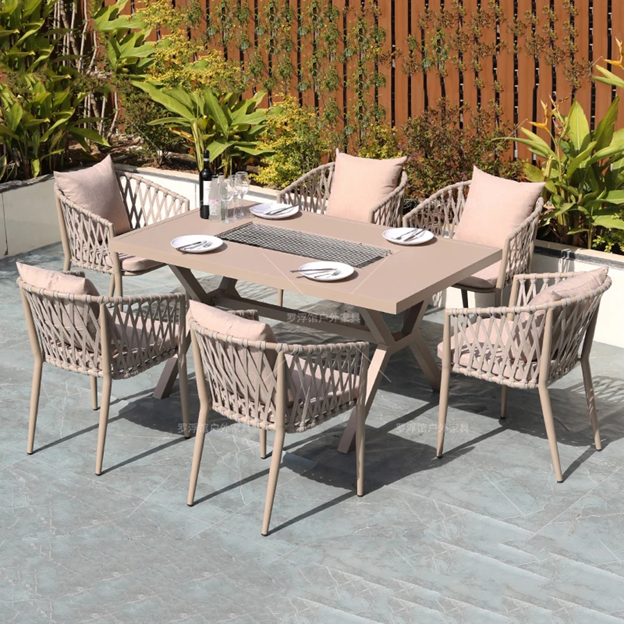 Set di mobili da esterno di lusso mobili da giardino da pranzo in stile italiano set da esterno unico componibile Lounge Mueble Jardin Furniture