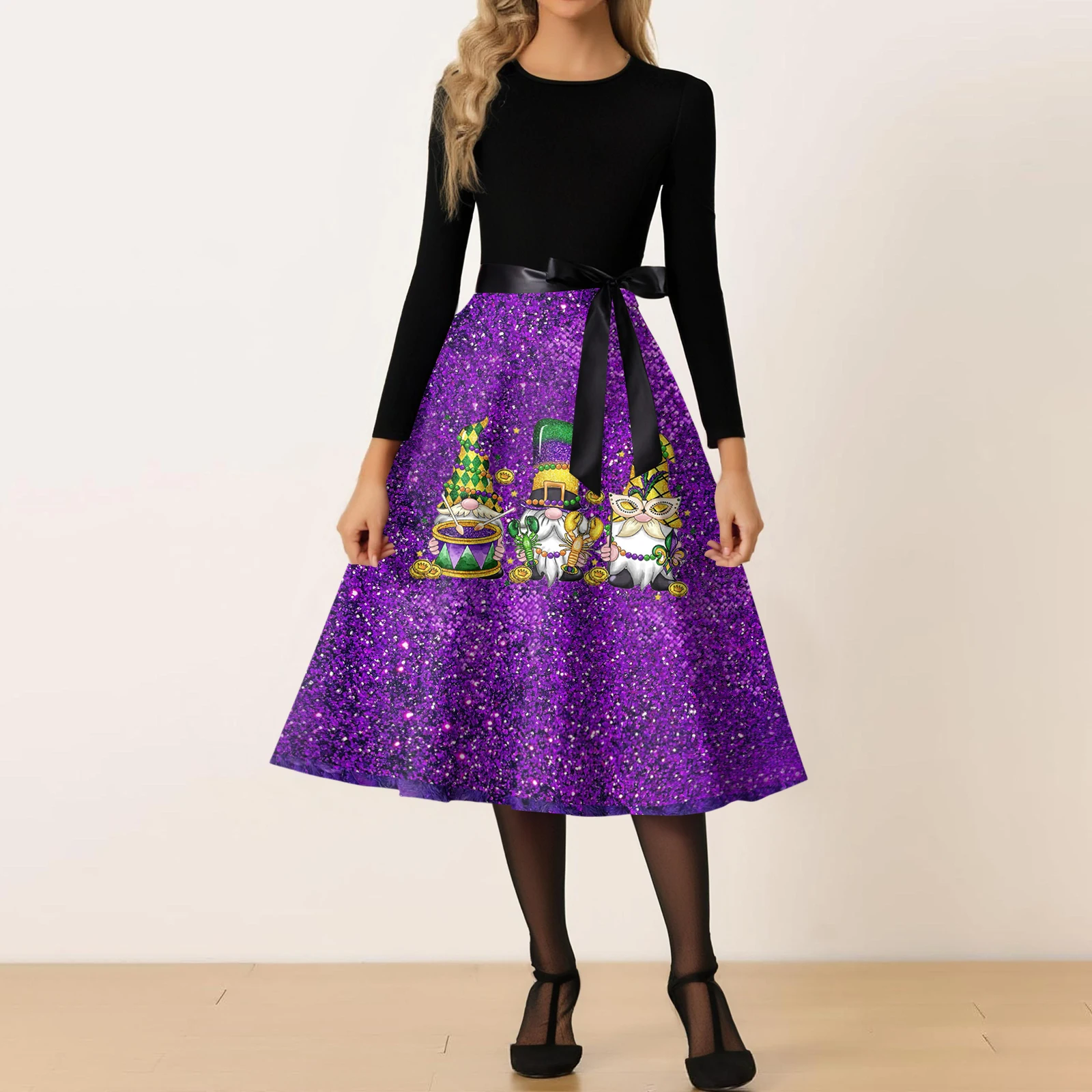 

Карнавальные платья, весенне-осеннее универсальное праздничное платье на каждый день, повседневное модное женское платье с v-образным вырезом и карнавальным принтом в стиле ретро