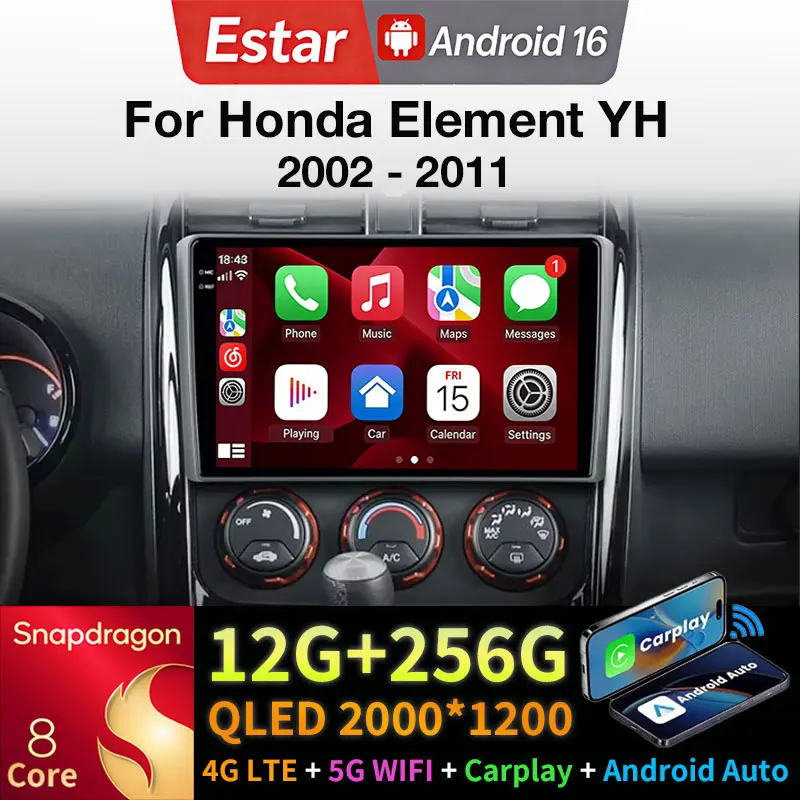 Radio para Auto Android 16 para Honda Element YH 2002 - 2011, Reproductor Multimedia GPS, Unidad Principal Navi, Carplay Inalámbrico, Estéreo, DSP, RDS, Audio