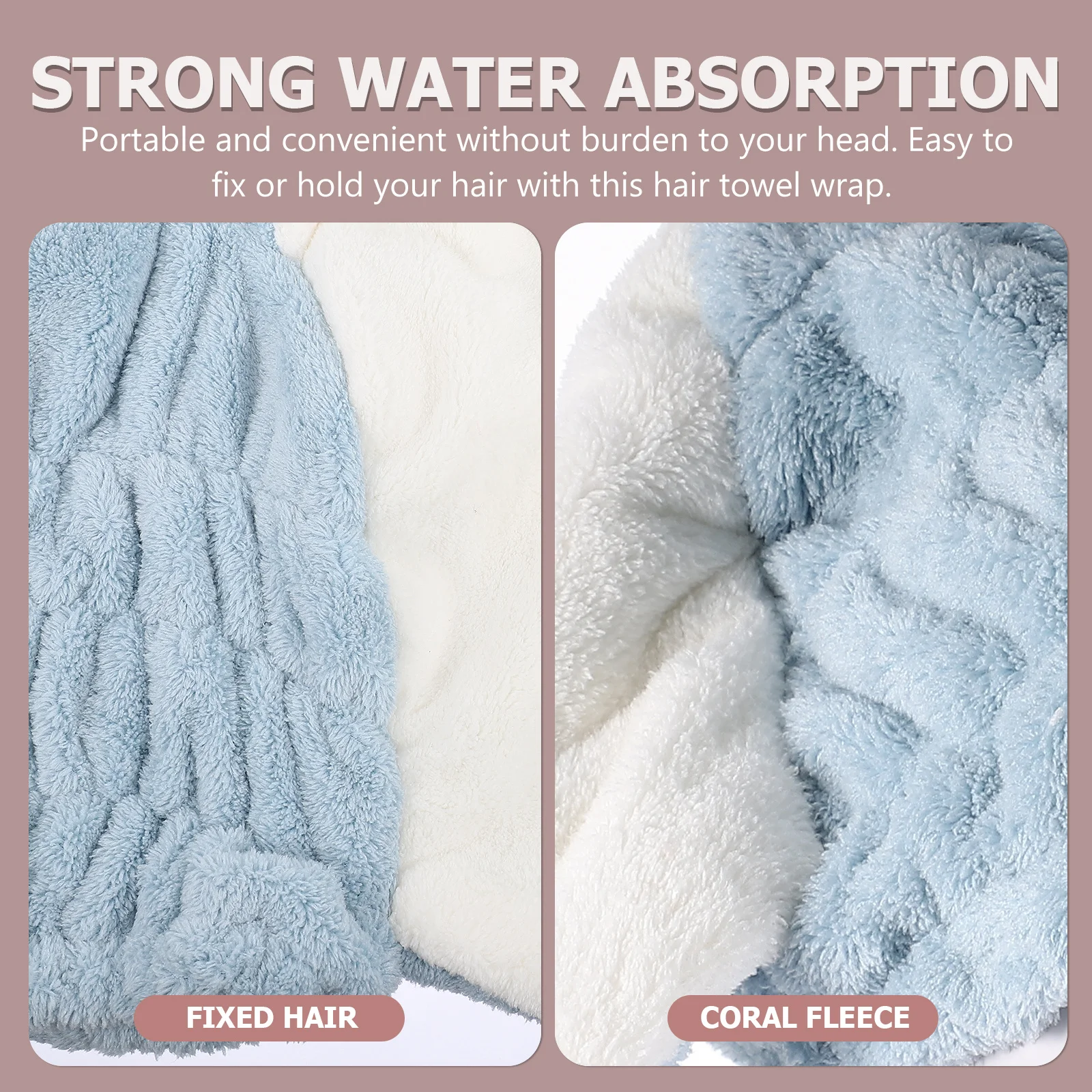 

2Pcs Water Absorbent Hair Dry Towels Fast Dry Coral Fleece Shower Hats Daily Use Bathing Caps Shower Hats Bathing Supplies