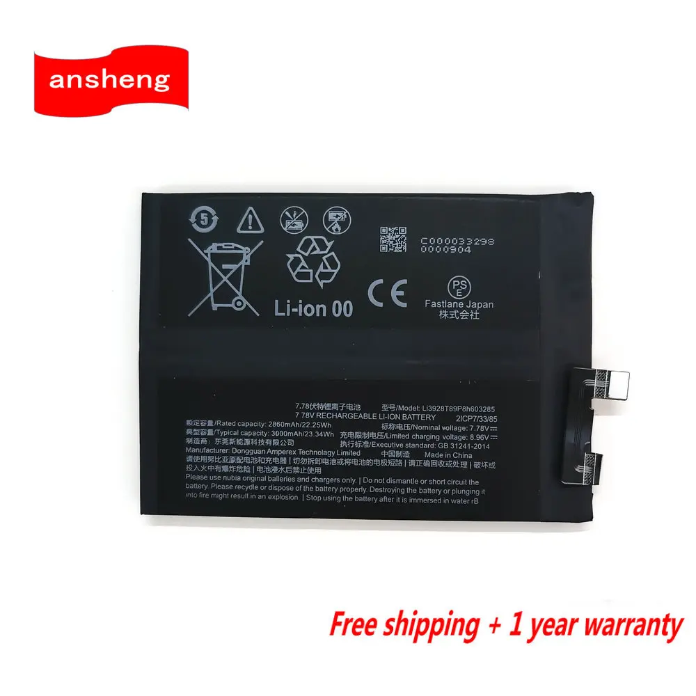 

Original Li3928T89P8h603285 7.78V Battery For ZTE Nubia Red Magic 8pro NX729J Smartphone