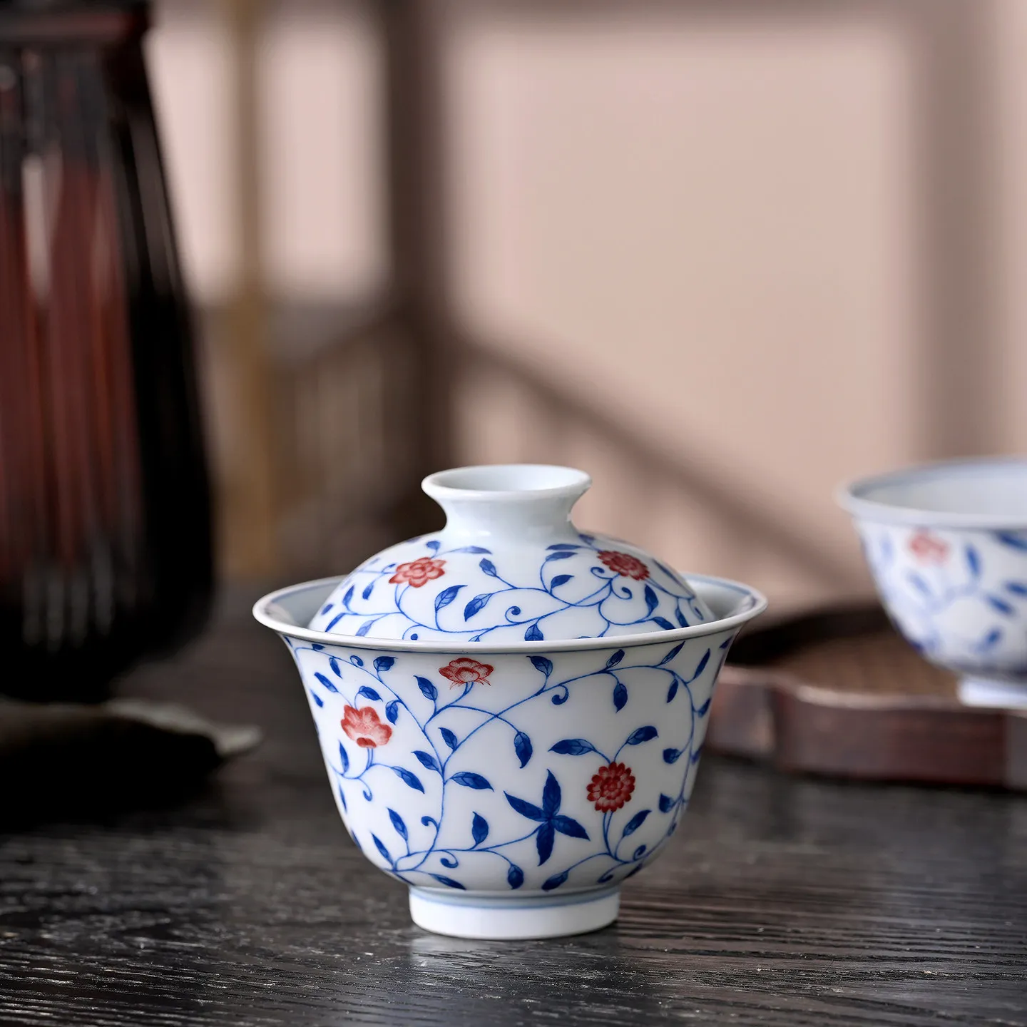 High-End Jingdezhen Handcrafted Egg-Shell Flower 2 Rock Tea Tureen Non-Scald Brewing Bowl Household Ceramic Cup Small Size