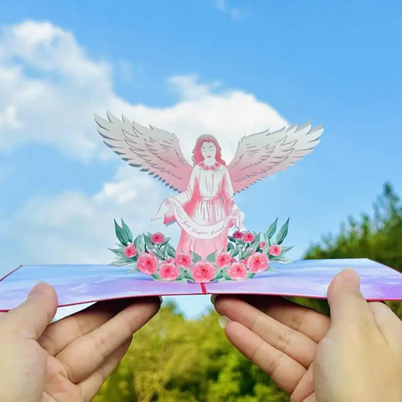 Angel Pop Up Card 3D Get Well Card Unique Catholic Christmas Card With Envelopes For Funeral Bereavement Memorial Christening