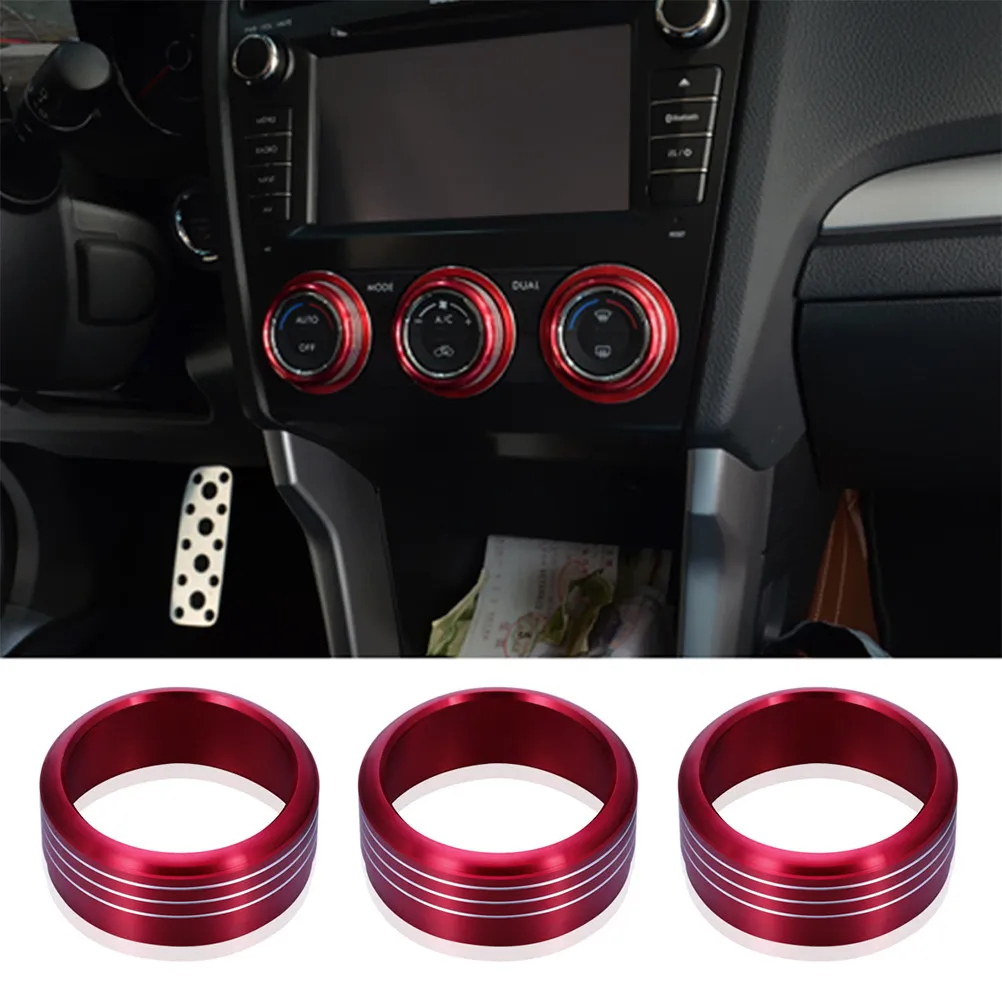 2Pcs Climate Control Ring Covers Red Lightweight Durable Anodized Aluminum for Impreza Air Condition Button