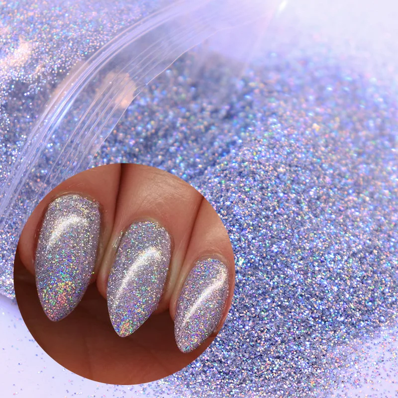 0,2mm Laser Gold Silber Nagel Glitter Pulver Groß Feine Chrom Holographische Pigment Staub Maniküre Sparkly Nail art Dekorationen SN53