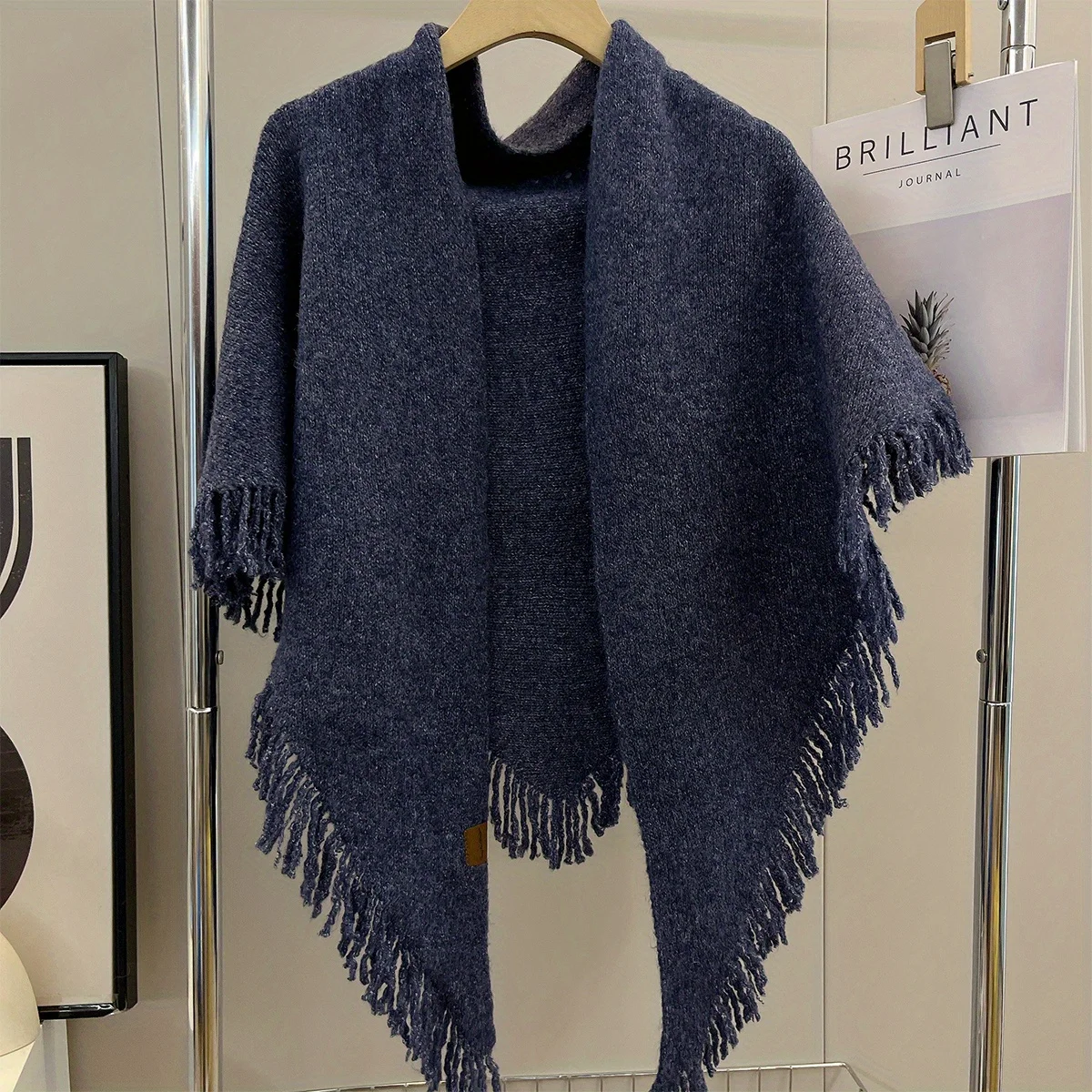 1 stücke frauen Schal Elegante Weiche Quaste Rand Großen Schal Warme Winddicht Multifunktionale Outdoor Zubehör Kälte Schutz – Detail 2