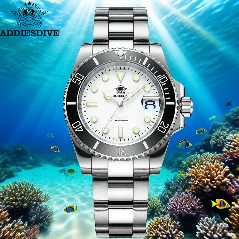 

ADDIESDIVE Watch For Men Stainless Steel Ceramic Bezel BGW9 Luminous Quartz Watch 200m Waterproof Men's Diving Watch ﻿Relogios