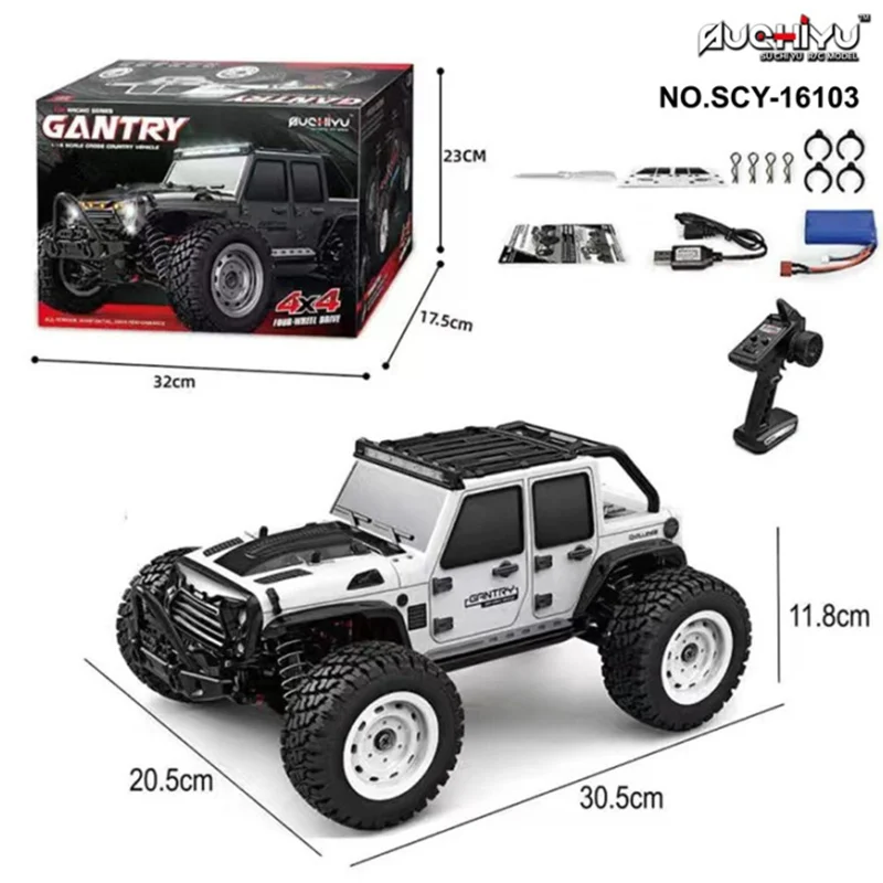 RC samochód 2.4G wysokiej prędkości szczotka węglowa Metal elektryczny Off Road Wrangler LED 1/16 4WD pilot Drift Racing 4CH Buggy dla zabawki