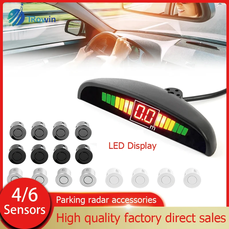 Car Auto Led Parking Sensor Parktronic Display 4 Sensors Reverse Backup Assistance Radar Detector Light Heart Monitor System