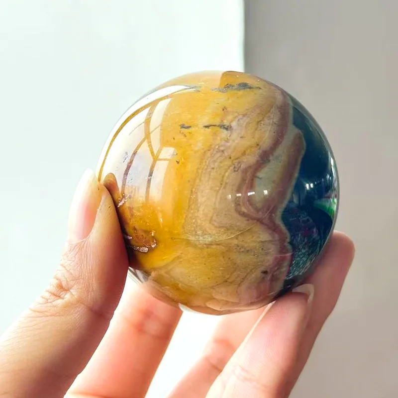 1PC  Natural Egg Yolk Stone Ball Polishing Crystal Jewelry Process Energy Hhealing Witchcraft Divination Prayer Home Feng Shui view 3