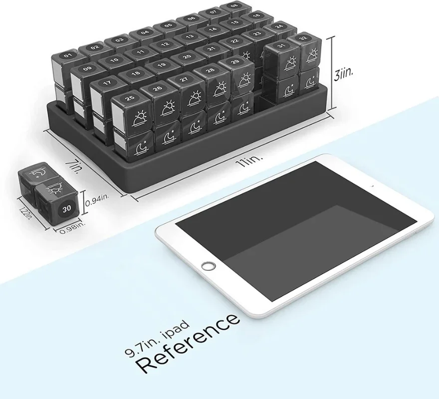 Portable Plastic Pill Box 32 Grid 31 Days Packing 7 Days Travel Kit - Organized Medicine Container for Travel