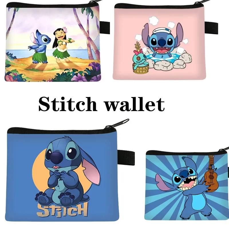 Disney Stitch Wallet Short Print Women Anime Cartoons Zipper Wallet Fashion Kawaii  Child High Capacity Purse