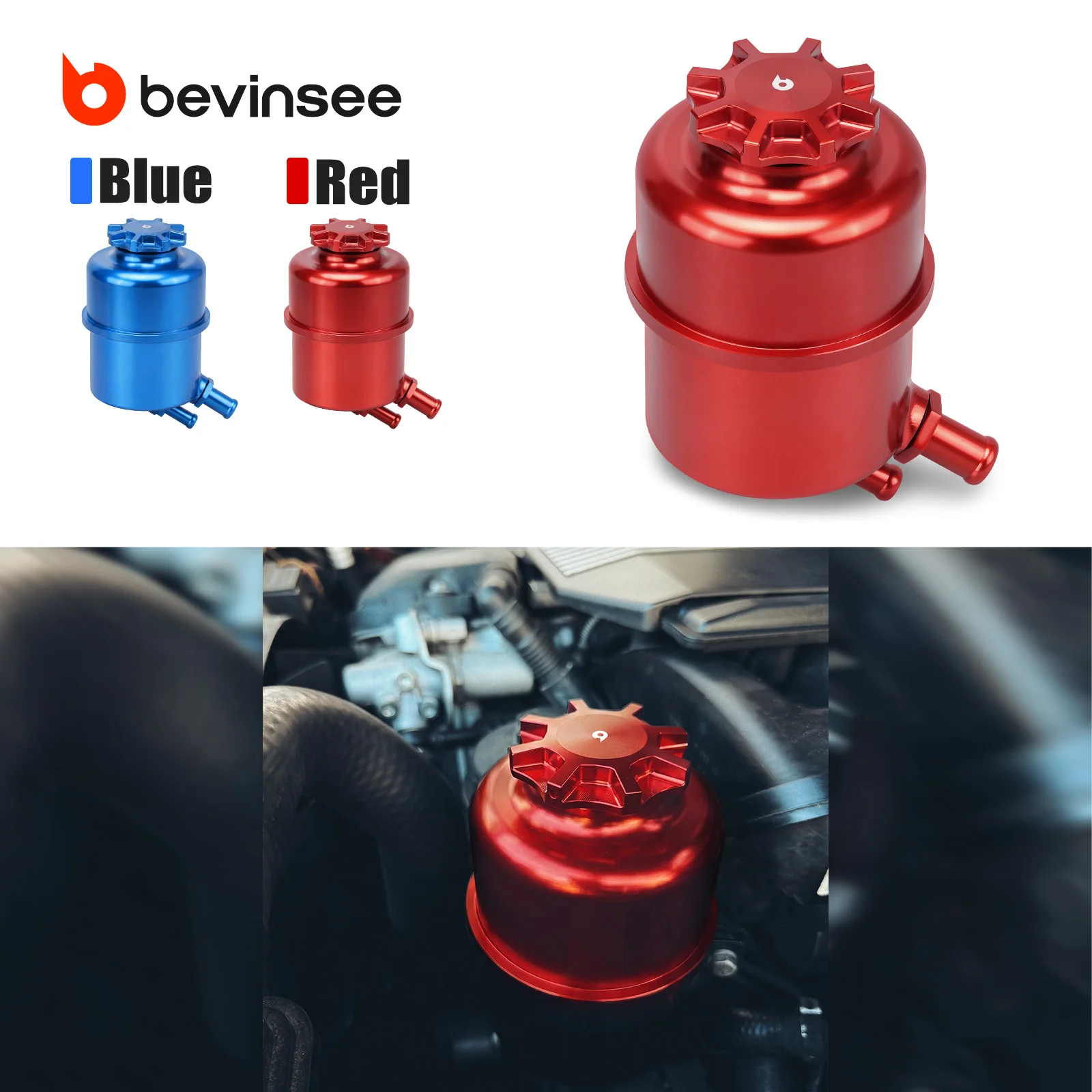 

BEVINSEE Power Steering Reservoir Upgrade Kit For BMW E90 E92 E93 E91 E87 E81 E82 E88 E60 E61 E39 E63 X1 E84 335i 135i 1M M3 M5