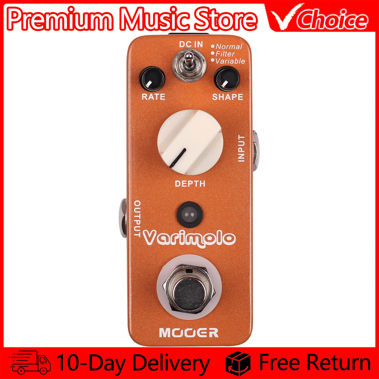 MOOER Guitar Pedal Varimolo Digital Tremolo Effects With Three Different Tremolo Modes Normal Filter Variable True Bypass Pedal