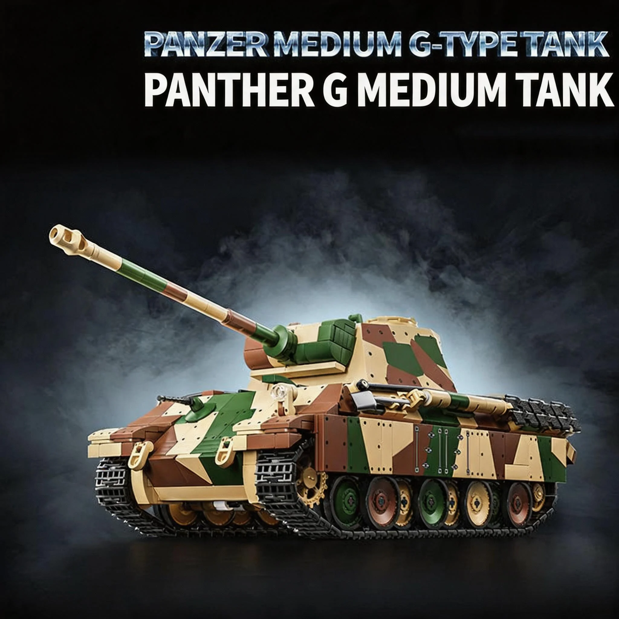 

12GO WW2 German Panther Ausf G Medium Tank 1:28 Scale Building Blocks Military Model Bricks Toy for Boys Adult Collector Gift
