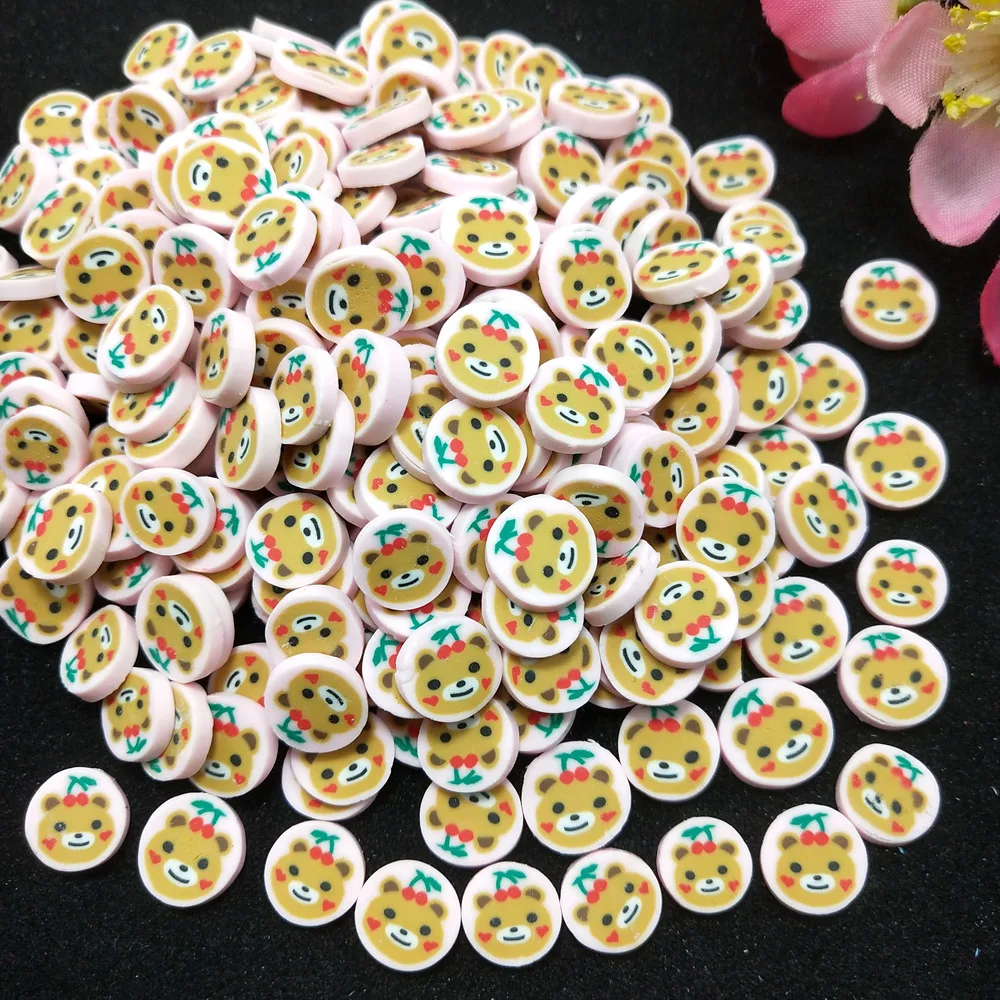 50g/Lot Bear/Monkey/Rabbit/Chicken/Lollipop/Fire Polymer Clays For DIY Crafts Plastic Klei Mud Particles Slime Filler Slices