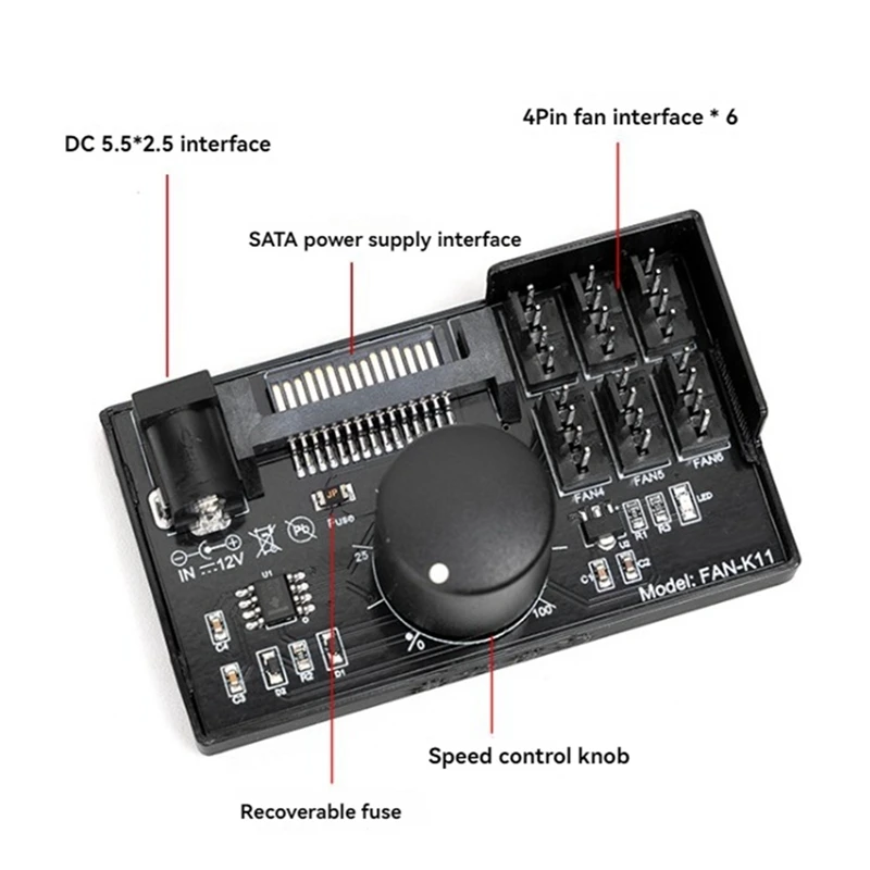 FFYY-PWM Контроллер скорости вентилятора Высокая мощность Sata DC Power 4-контактный регулятор вентилятора NAS Серверный вентилятор Управление скоростью ШИМ-регулировка скорости