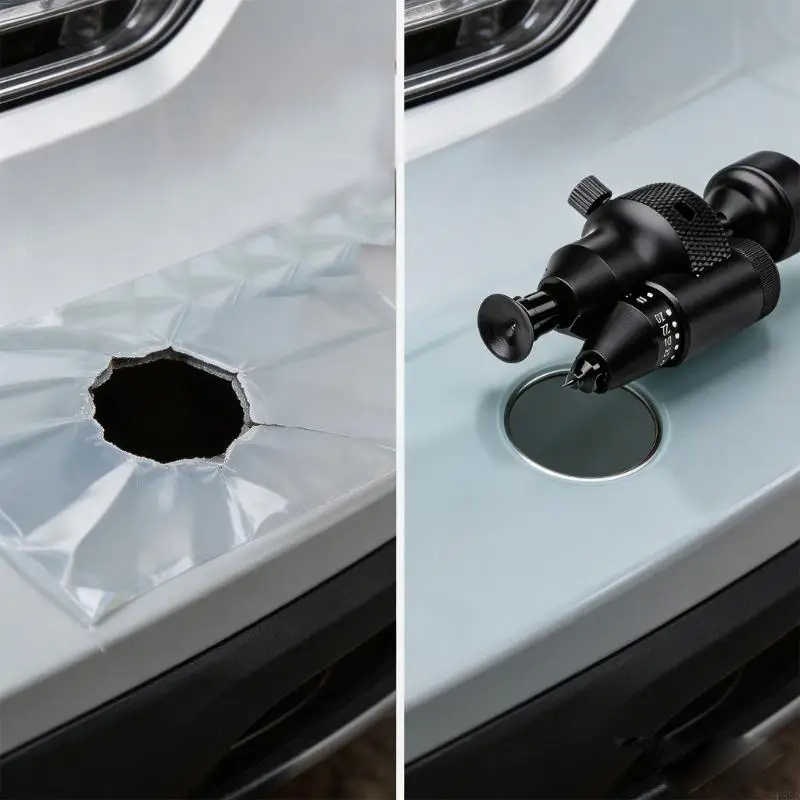 Detection Hole Cutting Scraper Tool Metal Construction For Vehicle Window Film Installation With Comfortable Handle