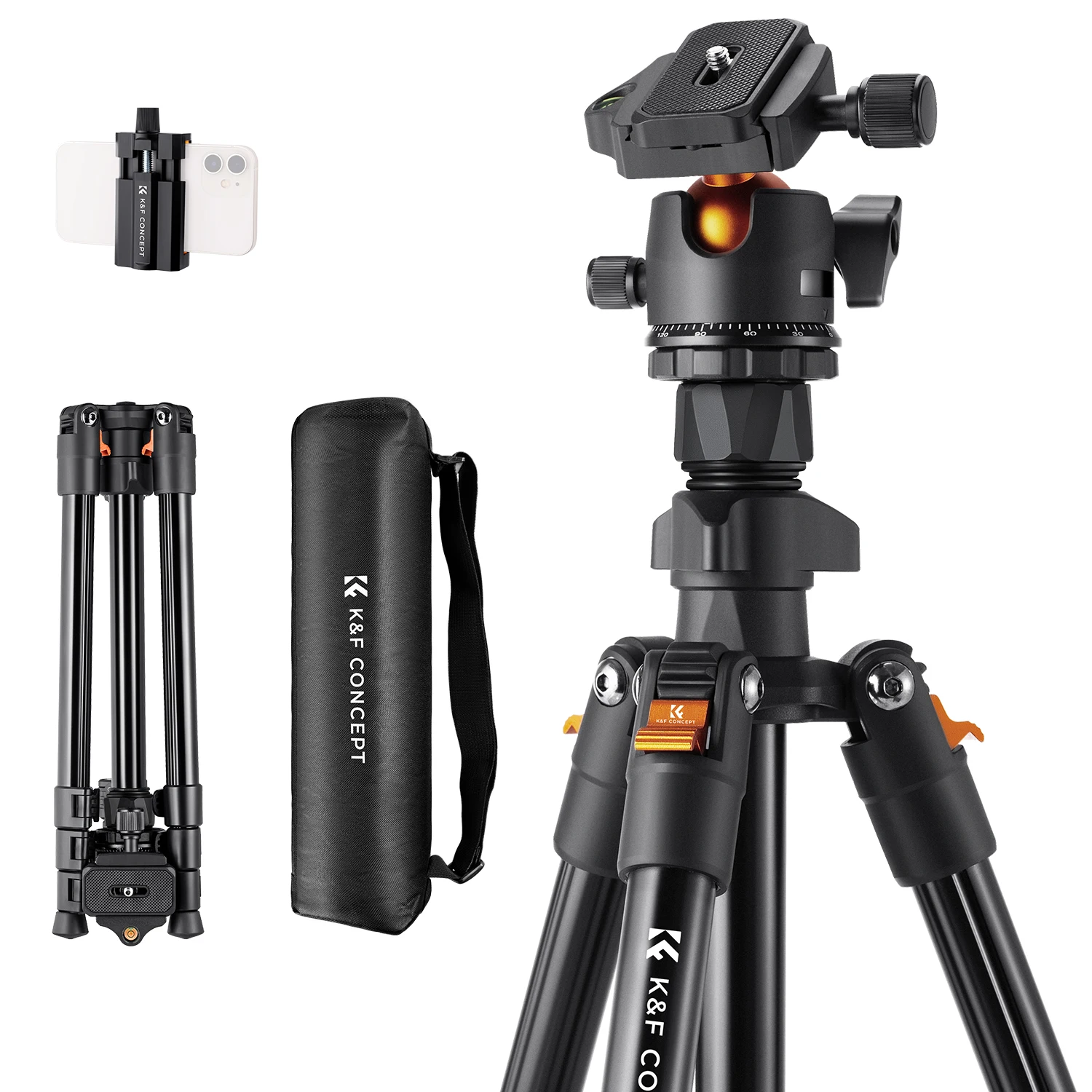 K&F Concept 62,99-дюймовый профессиональный алюминиевый штатив для DSLR — фото товара