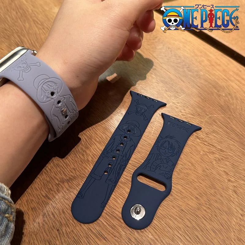 One Piece Luff Silicone Band for Apple Watch Strap 44mm 45mm 41mm 49mm Anime Sport Bracelet Iwatch Series 7 6 Se 8 9 10 Ultra 2