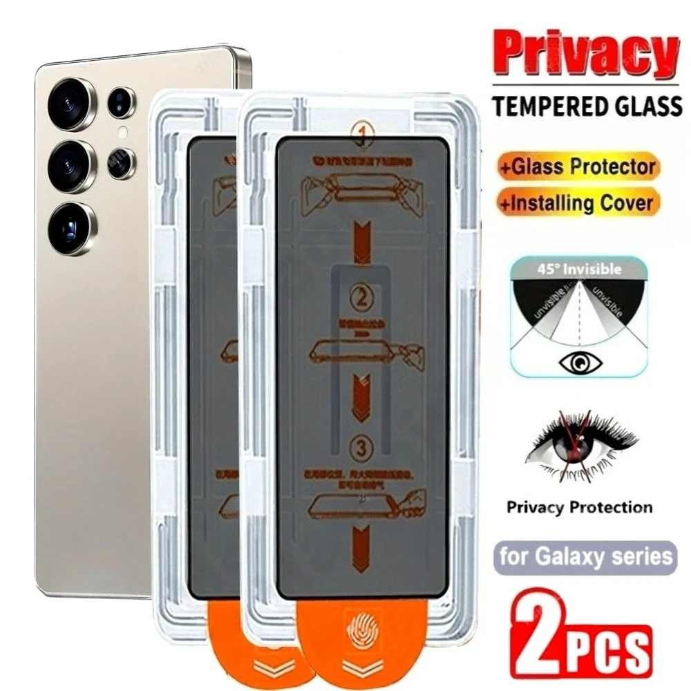 2Pcs Privacy Tempered Glass for Samsung Galaxy S26 S25 S24 Ultra S23 S22 S21 Plus S25 S26 Edge One Click Installation Protector
