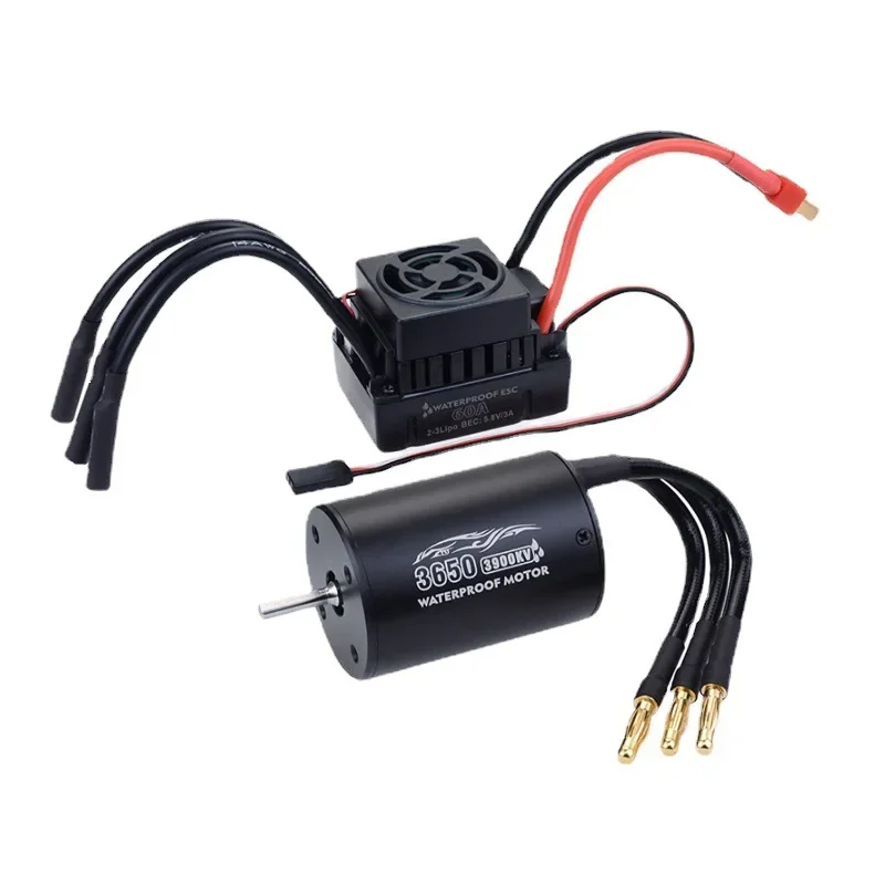 RC Car Brushless Motor ESC Kit Waterproof 3650 3100KV With 60A ESC For 1/10 1/8 Scale All Black Remote Control Car Upgrade Parts